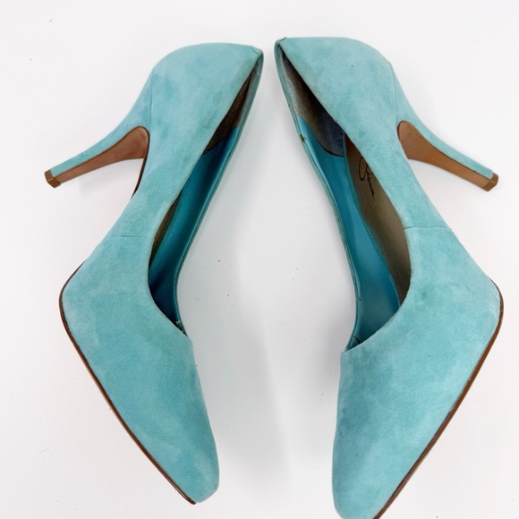 Jessica Simpson Avenx Blue Bell Aqua Suede Pointed Toe Pumps Women's Size 10W - Picture 9 of 16